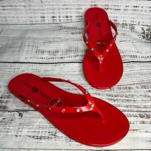 Katy Perry Women's 9 Red The Geli-Flip Flop Multi Color Gem Thong Sandal NEW